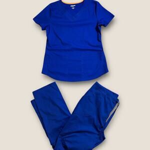 Scrubstar Scrub Set Womens Medium Blue Medical Nurse Top Pants W12